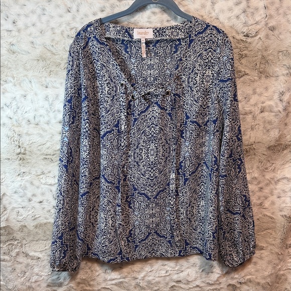 Laundry By Shelli Segal Tops - Laundry by Shelli Segal Blue and White Bohemian Blouse M